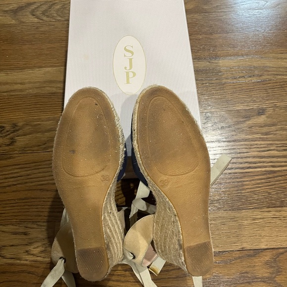 SJP by Sarah Jessica Parker Cream and Blue Espadrille Wedges - Picture 5 of 5